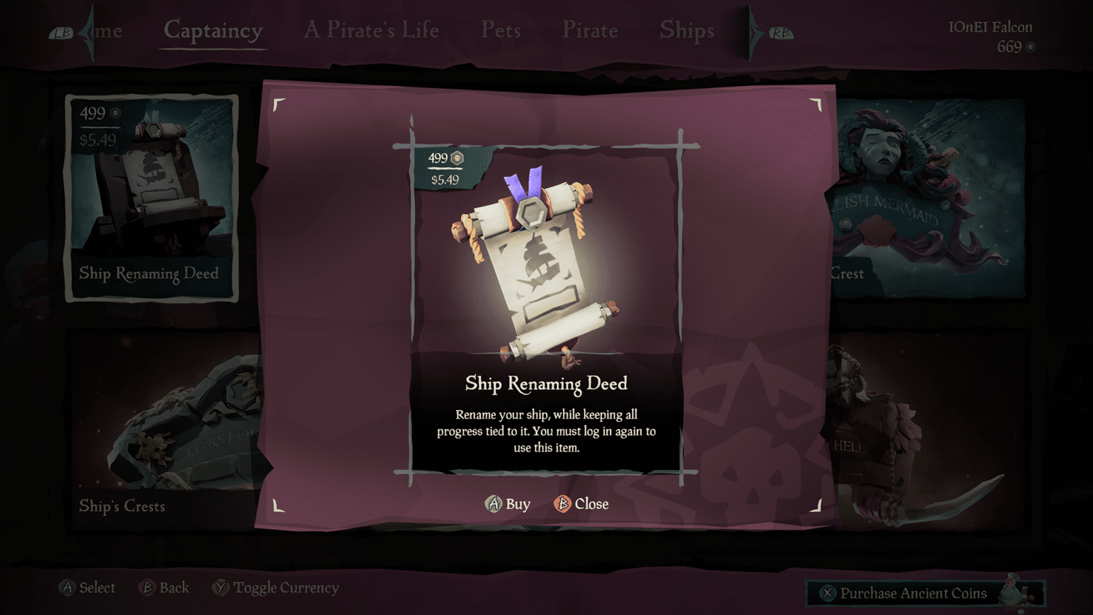 How to name your ship in Sea of Thieves - Rare Thief